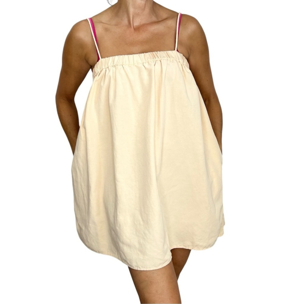 Zara peach linen blend mini dress XL